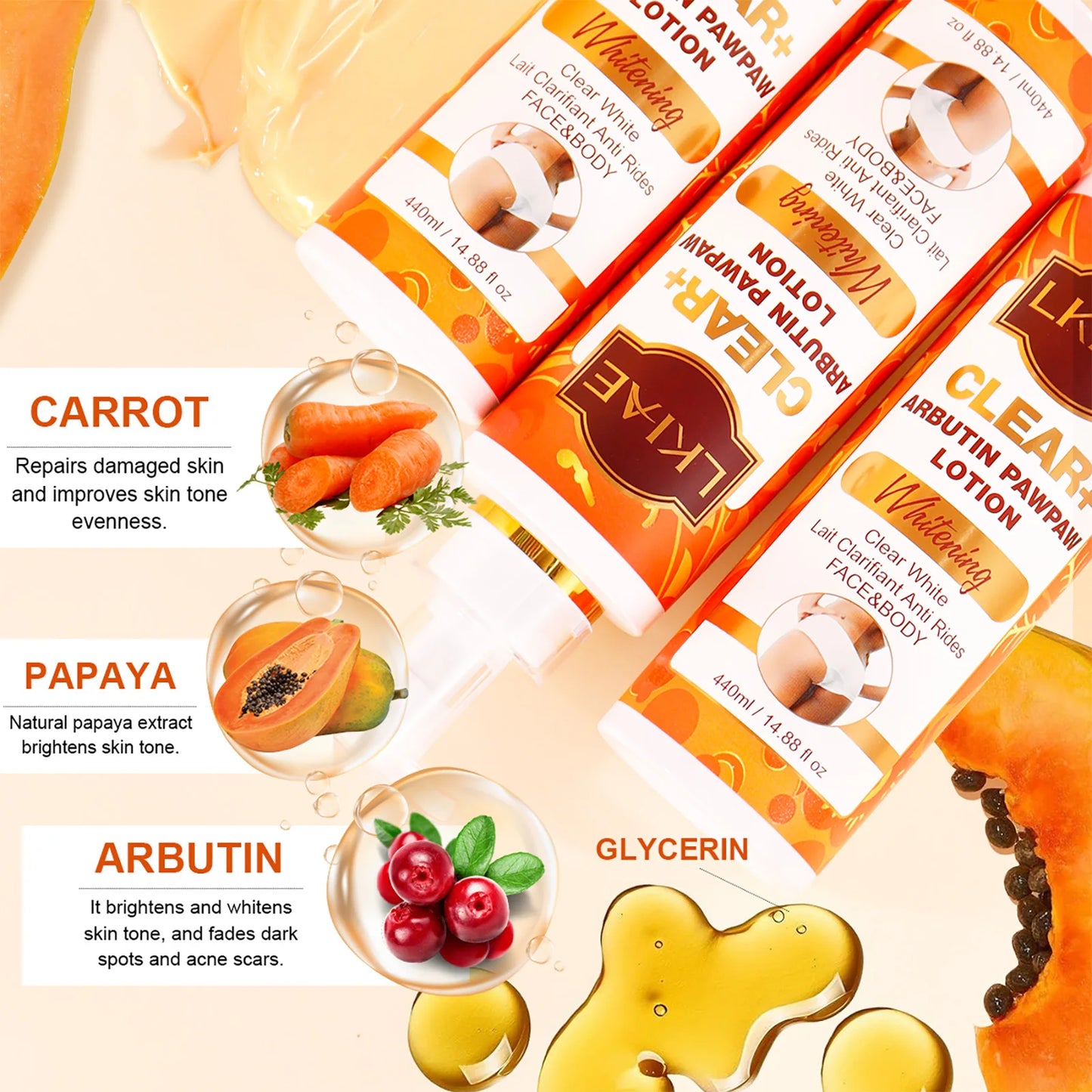 AILKE Arbutin & Papaya Brightening Body Lotion 440ml