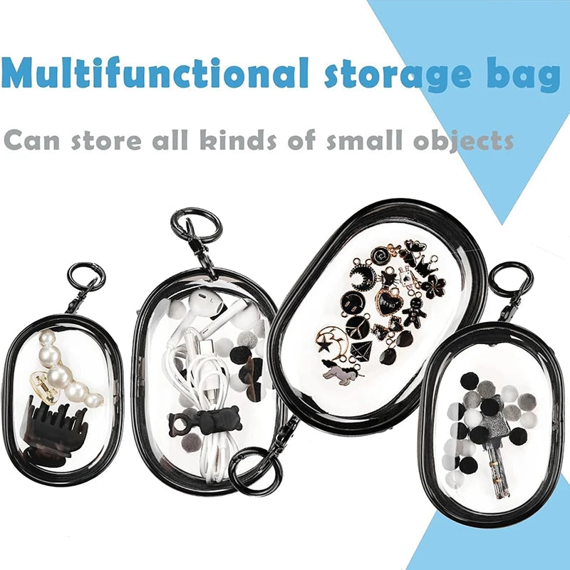 Clear Storage Bag with Hanging Hook – Multi-Purpose Travel Organizer Pouch for Cables & Cosmetics