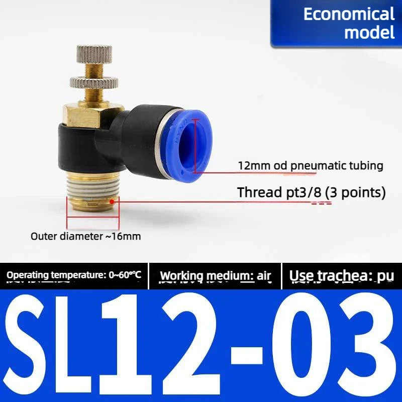 Quick Connect Pneumatic Air Speed Throttle Valve SL 4–12mm
