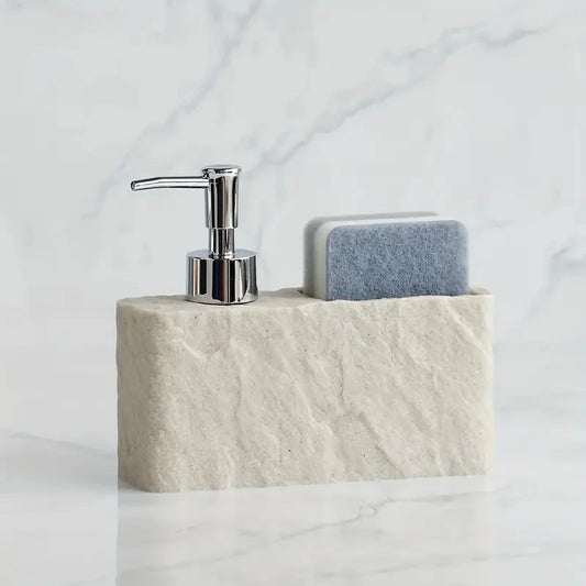 Refillable Soap Dispenser with Sponge Holder | Kitchen & Bath Soap Dispenser Set Peaceful Pleasures Health and Wellness Light Yellow