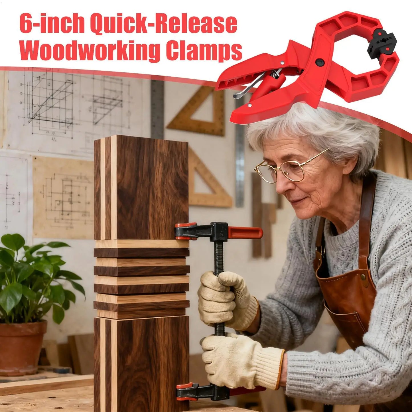 6-Inch Heavy Duty Spring Clamps | Strong Grip Woodworking DIY