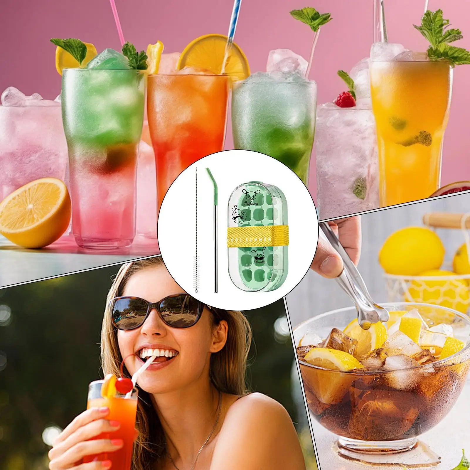 2-In-1 Touch Free Ice Tray Bottle | Portable Ice Maker & Straw Ice Maker Bottle Peaceful Pleasures Health and Wellness