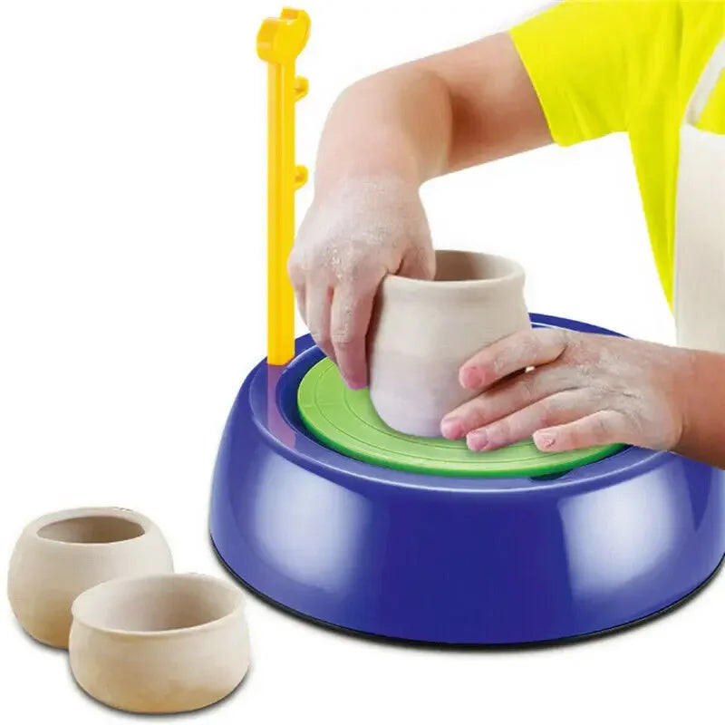 Children Electric Pottery Wheel Machine Manual Handle Foot Pedal for Ceramic Clay Working Forming DIY Art Craft Peaceful Pleasures Health and Wellness