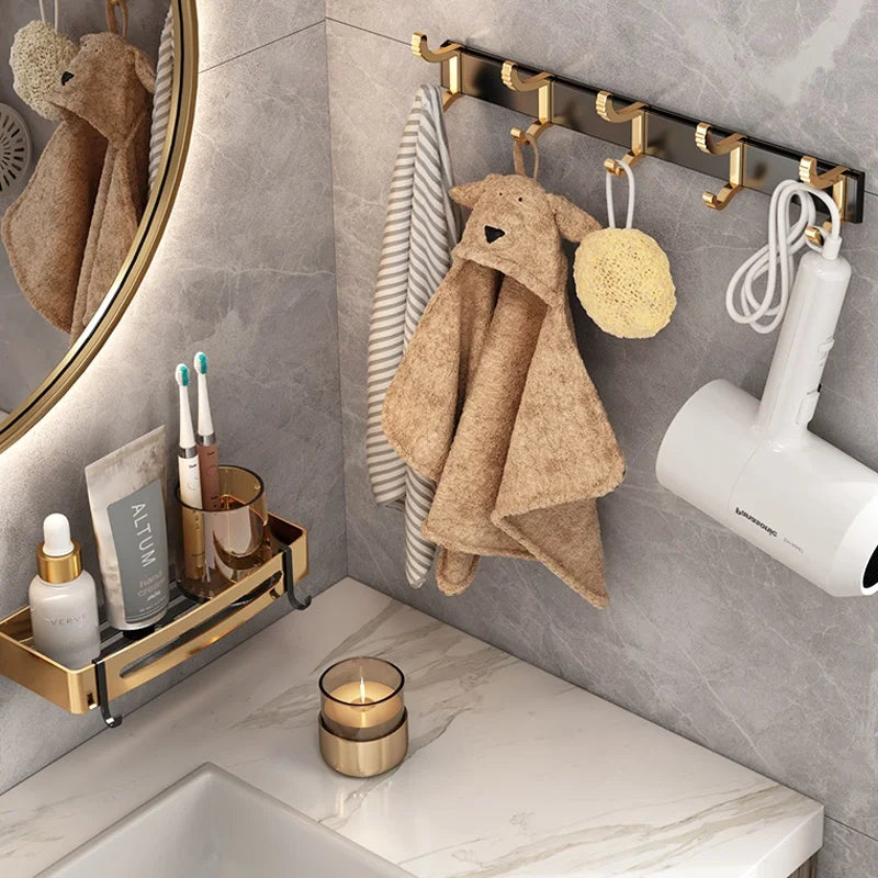 No-Drill Adjustable Door Hooks – 6-Pack Aluminum Bathroom Hooks