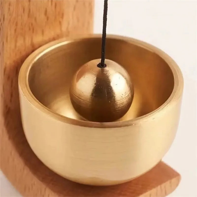2026 Dopamine Home Wind-Bell Magnetic Inhalation Beech Wood Copper Bell Walnut Ornament Car Door Reminder Decorative Bell Peaceful Pleasures Health and Wellness