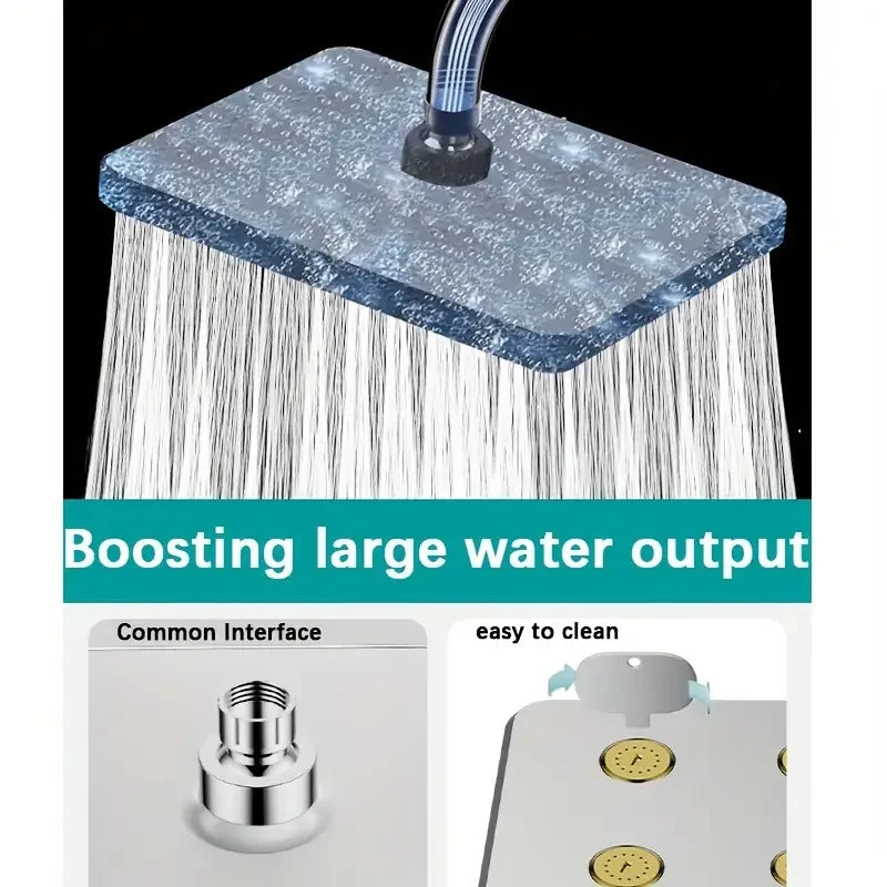 10-Inch Square Rainfall Shower Head | High Pressure Anti-Clog