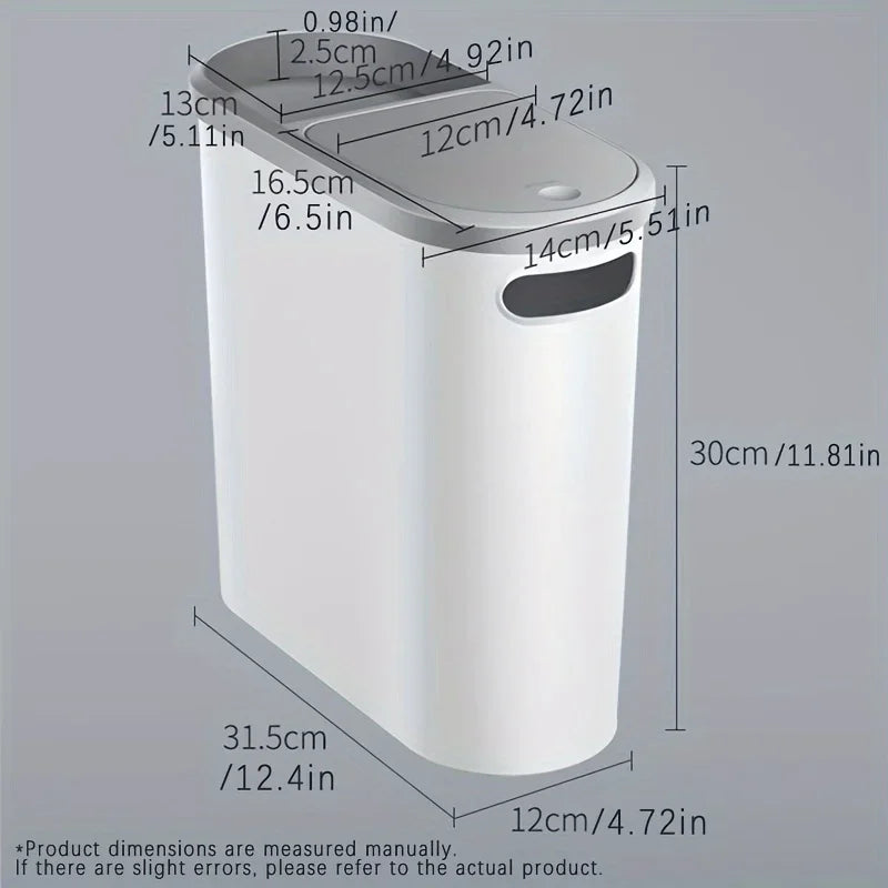 10L Silent Slim Bathroom Trash Can | Space-Saving Gap Bin