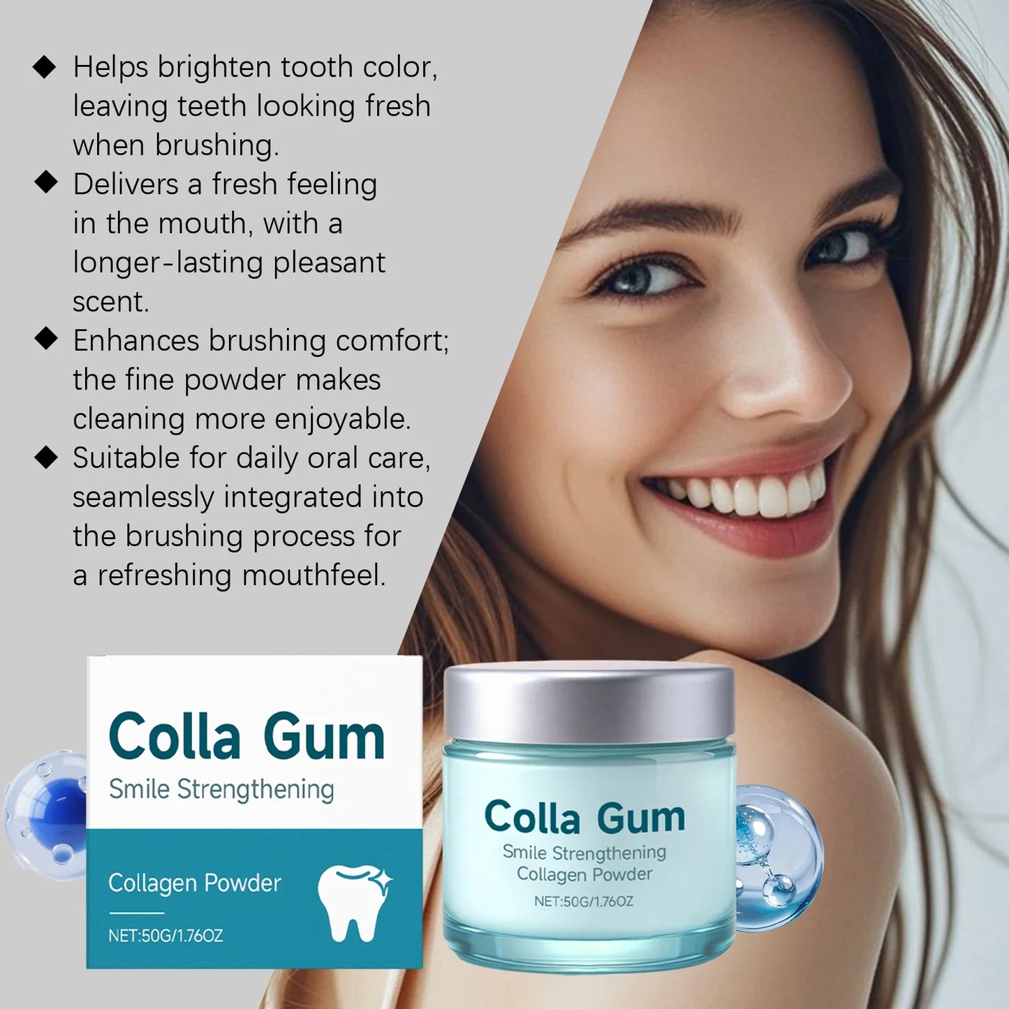 Collagen Tooth Powder – Whitening & Stain Removal 50g