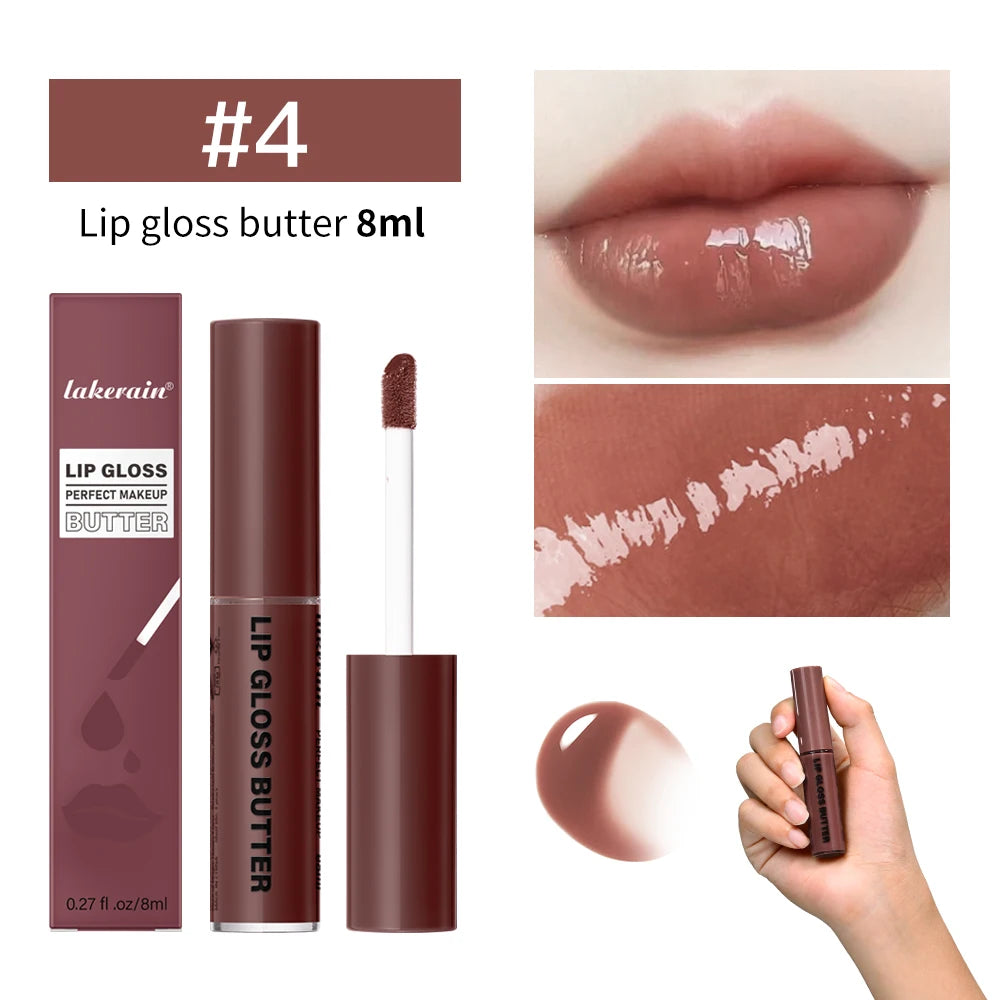 8ml Butter Non-stick Cup Gloss Lip Gloss Moisturizing Mirror Lip Gloss Lasting Color Lip glaze Dye Lip Liquid Makeup For Women Peaceful Pleasures Health and Wellness 4