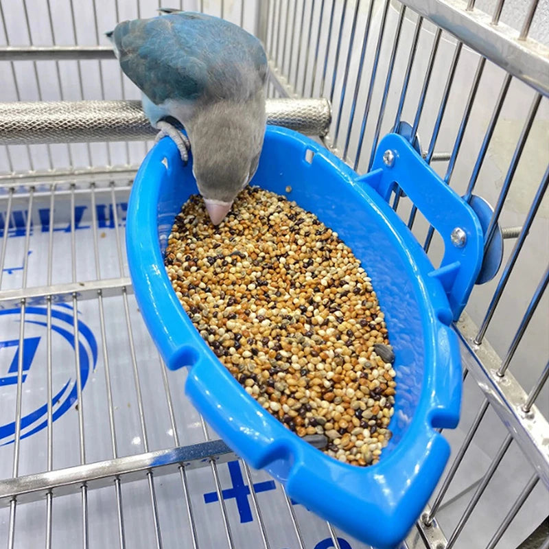 Parrot Food Tray Multifunction Creative Blue Bathtub Cage Standing Bird Toys Pet Cleaning Shower Box for Birds Peaceful Pleasures Health and Wellness