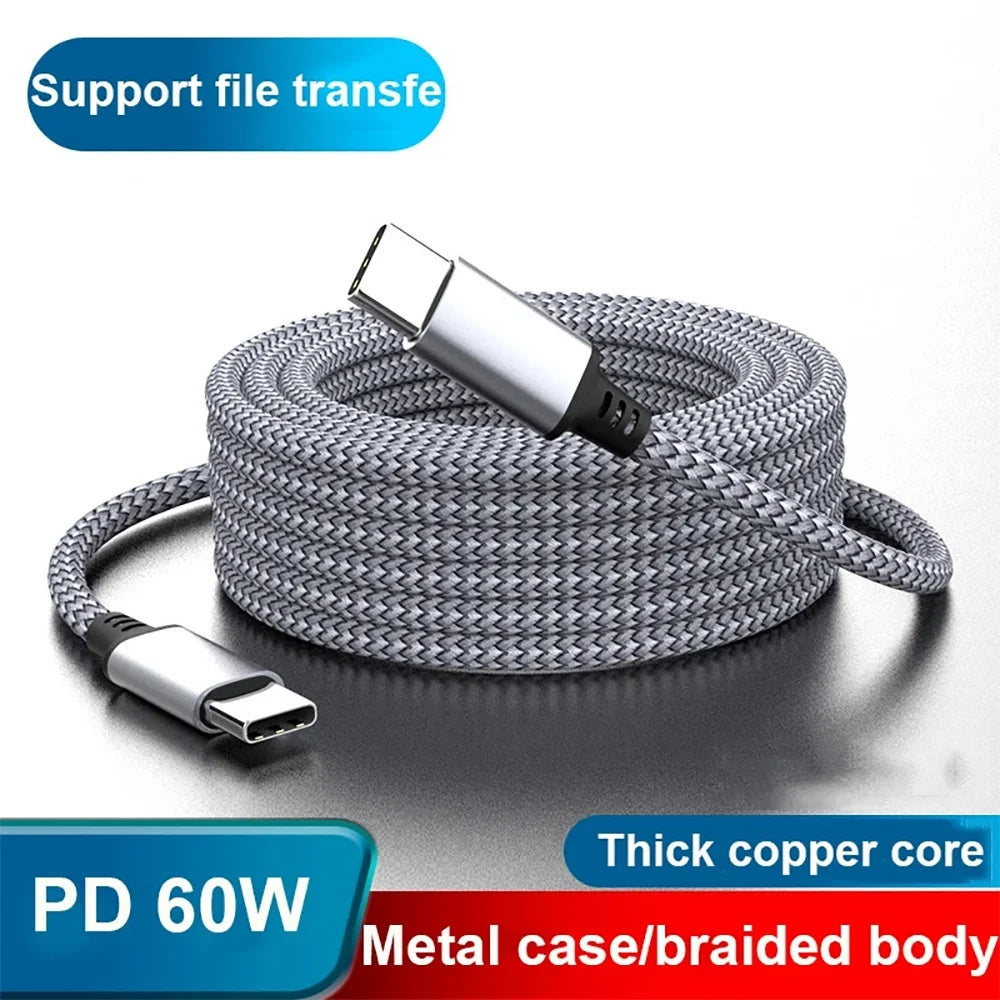 USB-C to USB-C 60W Fast Charging Cable 1m–8m Nylon Braided