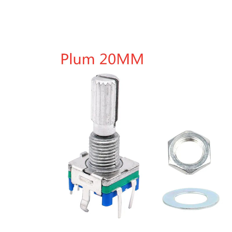 5PCS/Lot Ec11 Rotary Encoder Switch 15/20mm Plum Blossom Handle Half Shaft 20 Bit Pulse Digital Signal Potentiometer Peaceful Pleasures Health and Wellness 20MM Plum handle