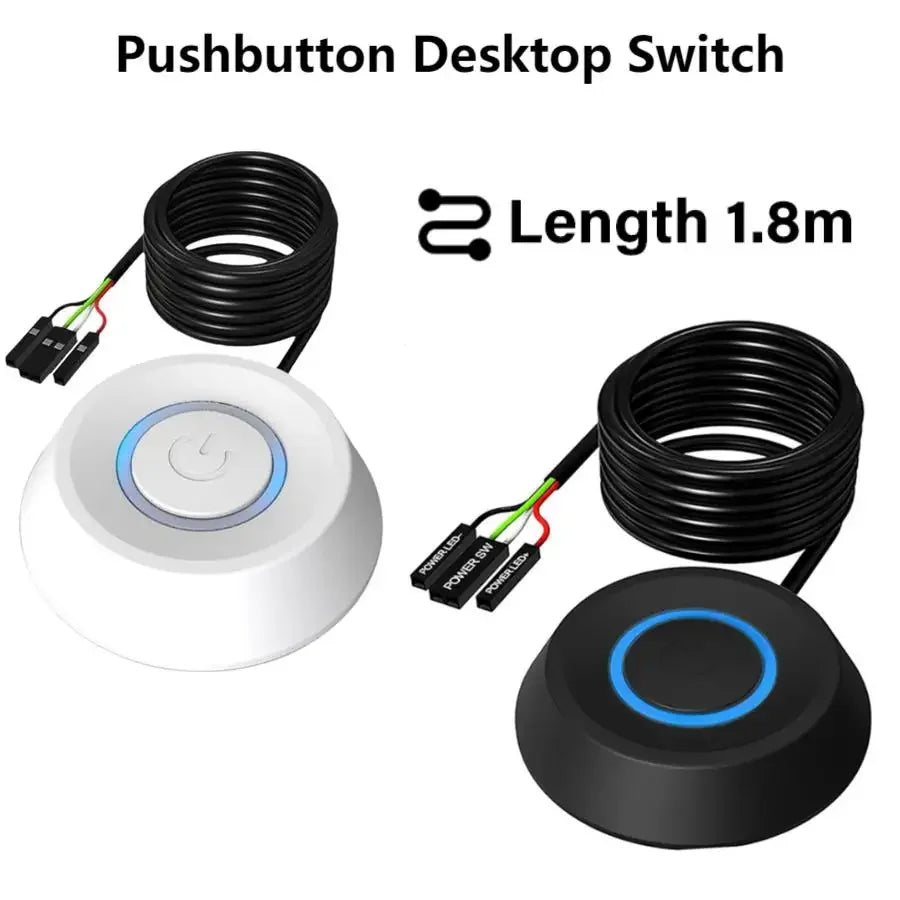 Desktop Computer Power Switch with LED Lights 1.8M PC Motherboard External Start Power On/Off Button Extension Cable Home Office Peaceful Pleasures Health and Wellness