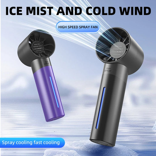 Summer Portable Humidifier Fan Mini 5 wind Speeds USB Rechargeable Handheld Spray Fan Water Spray Mist Fan Outdoor Mini Fan Peaceful Pleasures Health and Wellness