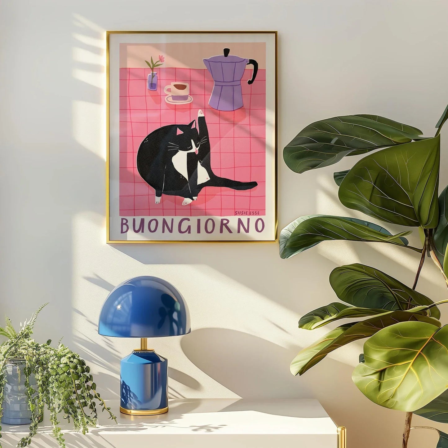 Tuxedo Cat Canvas Wall Art | Buongiorno Unframed Cat Poster