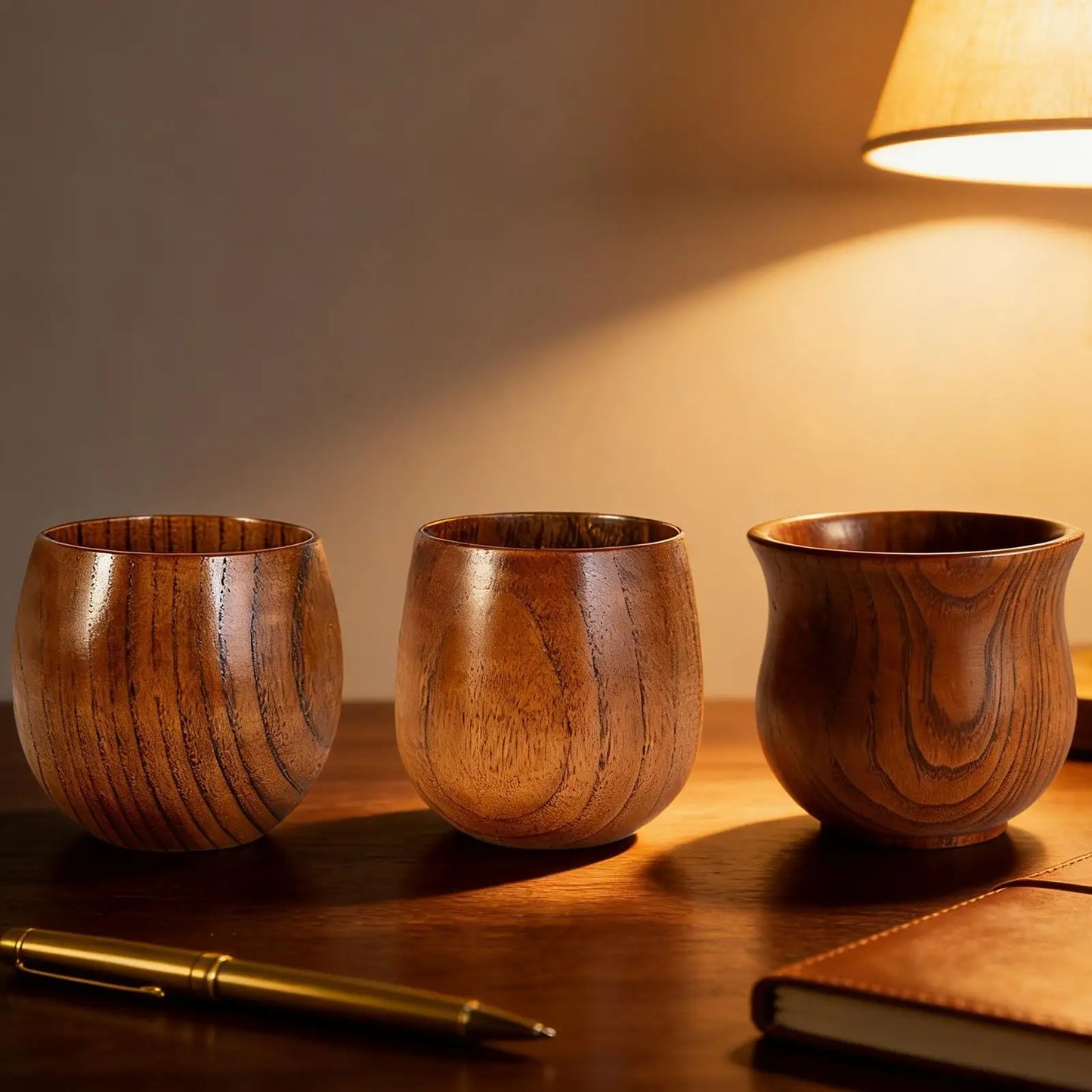 Handmade Wooden Coffee Mugs Set of 2 | Retro Wood Cups