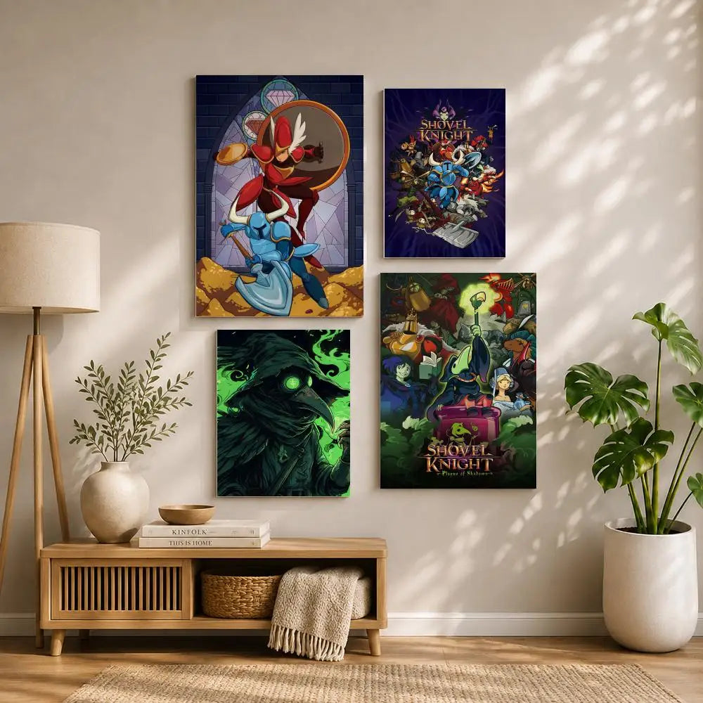 Game S-Shovel KnightS Poster HD Self Adhesive Waterproof Wall Art Ideal for Home Office Dorm Bedroom Great Gift Peaceful Pleasures Health and Wellness