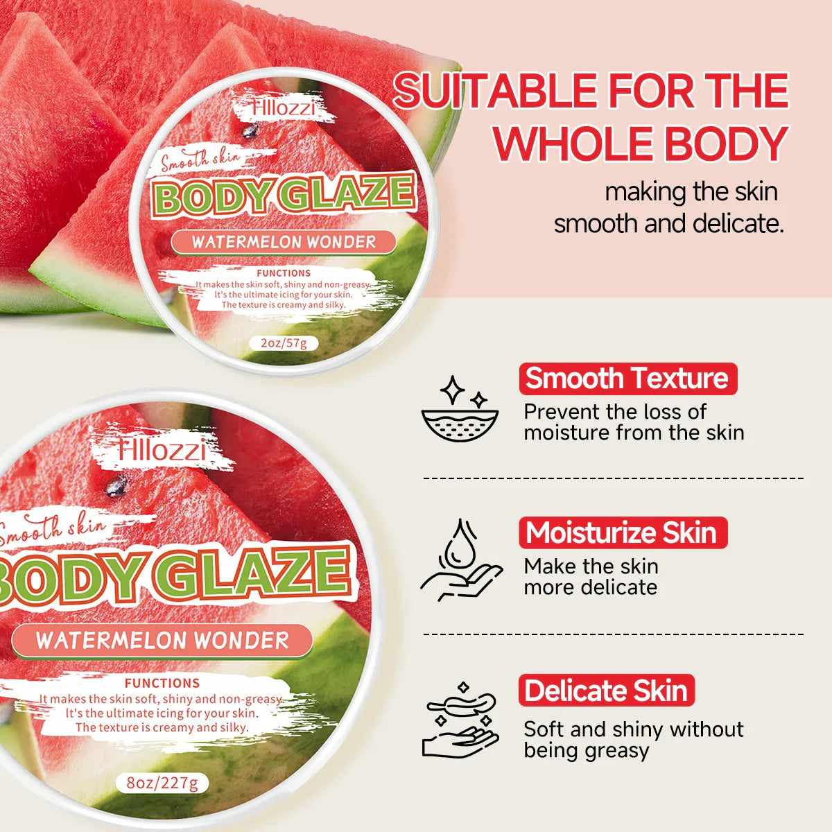 Watermelon Body Glaze – Moisturizing Brightening Cream 8oz