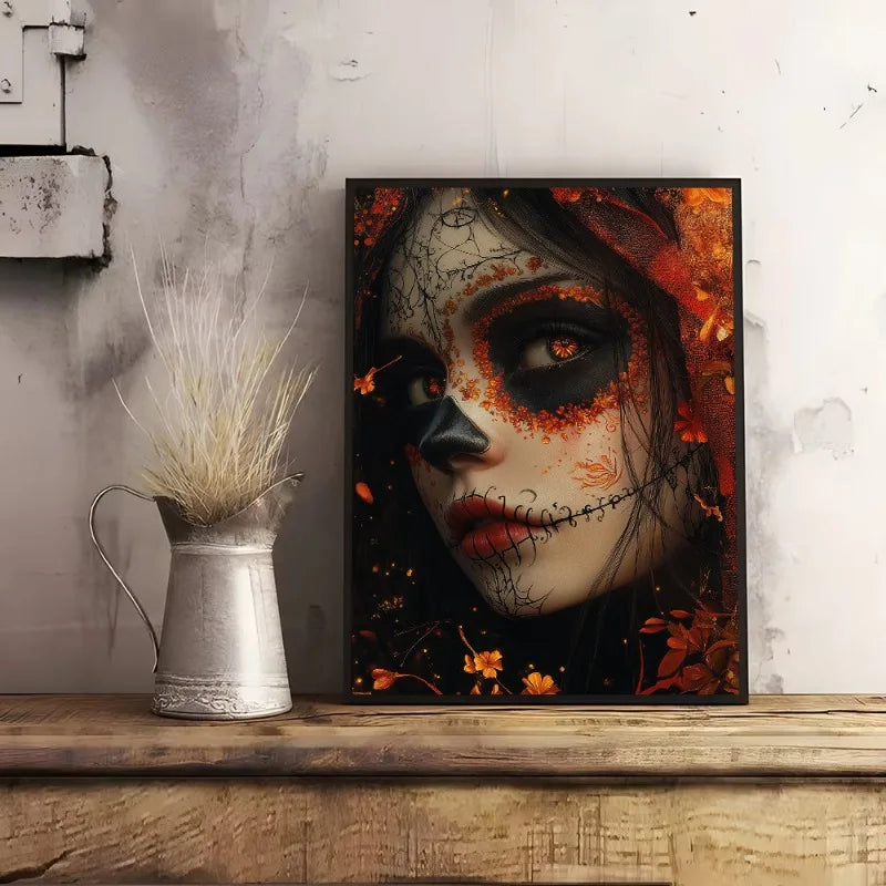 Day of the Dead Skull Girl Canvas Wall Art | Los Muertos Print