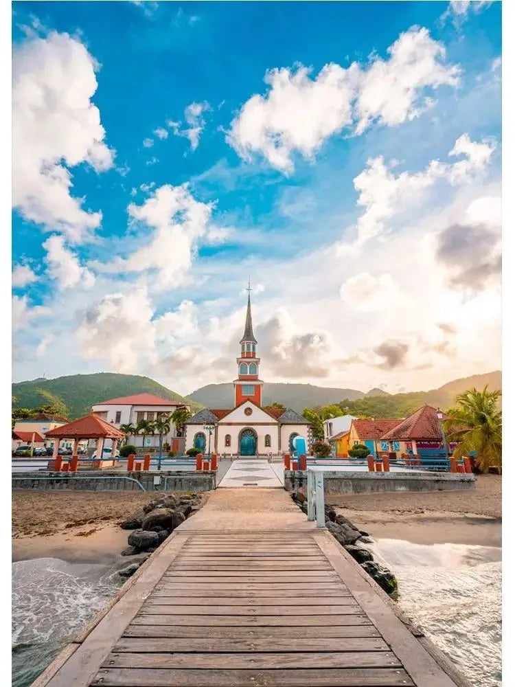 Martinique Beach Ocean Vintage Canvas Wall Art | Unframed Print