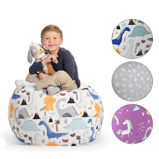 Large Canvas Bean Bag Stuffed Animal Toy Storage Organizer Kids Toy Storage Bag Peaceful Pleasures Health and Wellness