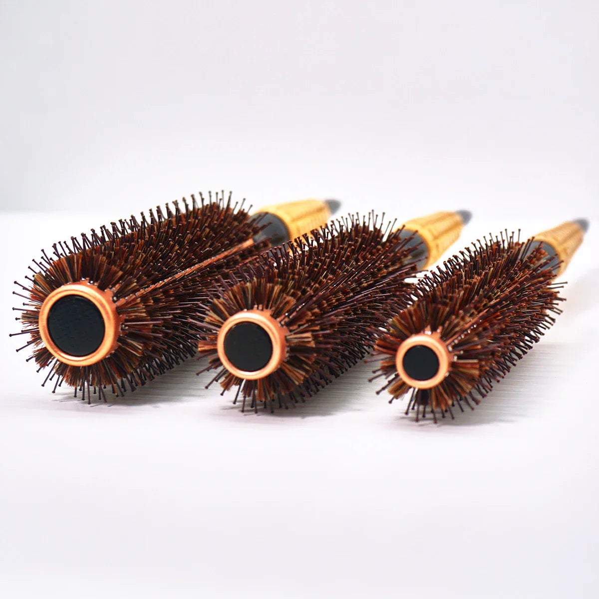 Boar Bristle Round Brush – Wood Handle Anti-Static Hair Comb