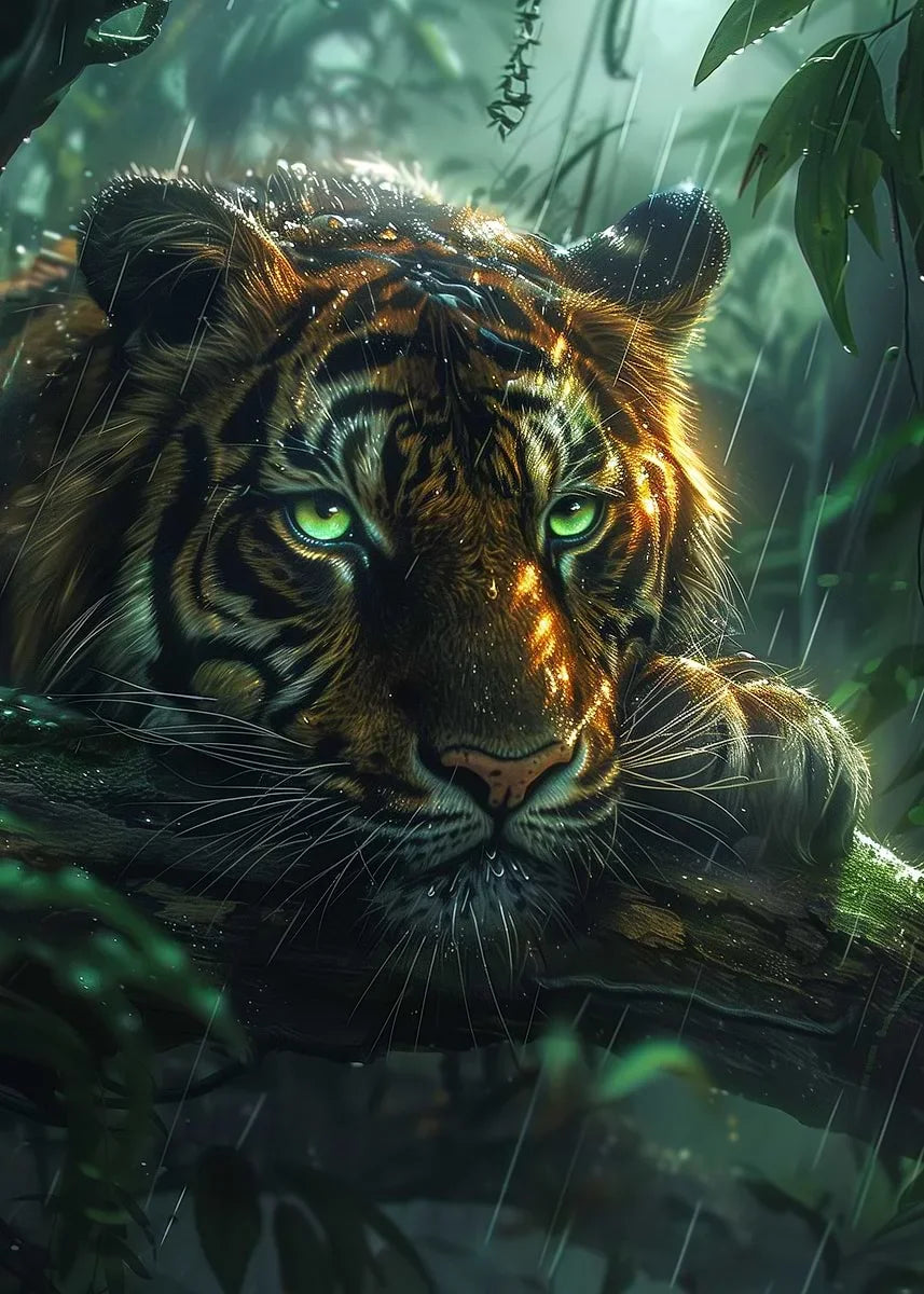 Tropical Tiger Forest Canvas Wall Art | Minimalist Home Decor Canvas Wall Art Peaceful Pleasures Health and Wellness 4 50x70cm Unframed
