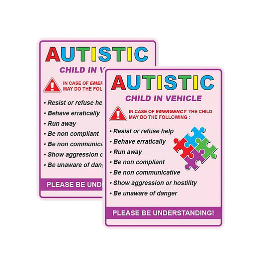 2Pack Autistic child in vehicle sticker decal autism awareness car truck window safety pink3.75x5inch Peaceful Pleasures Health and Wellness Default Title