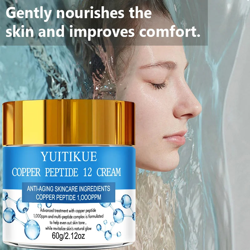 YUITIKUE Copper Peptide 12 Cream 60g 1000ppm Formula to Even Skin Tone & Revitalize Skin's Natural Glow Peaceful Pleasures Health and Wellness
