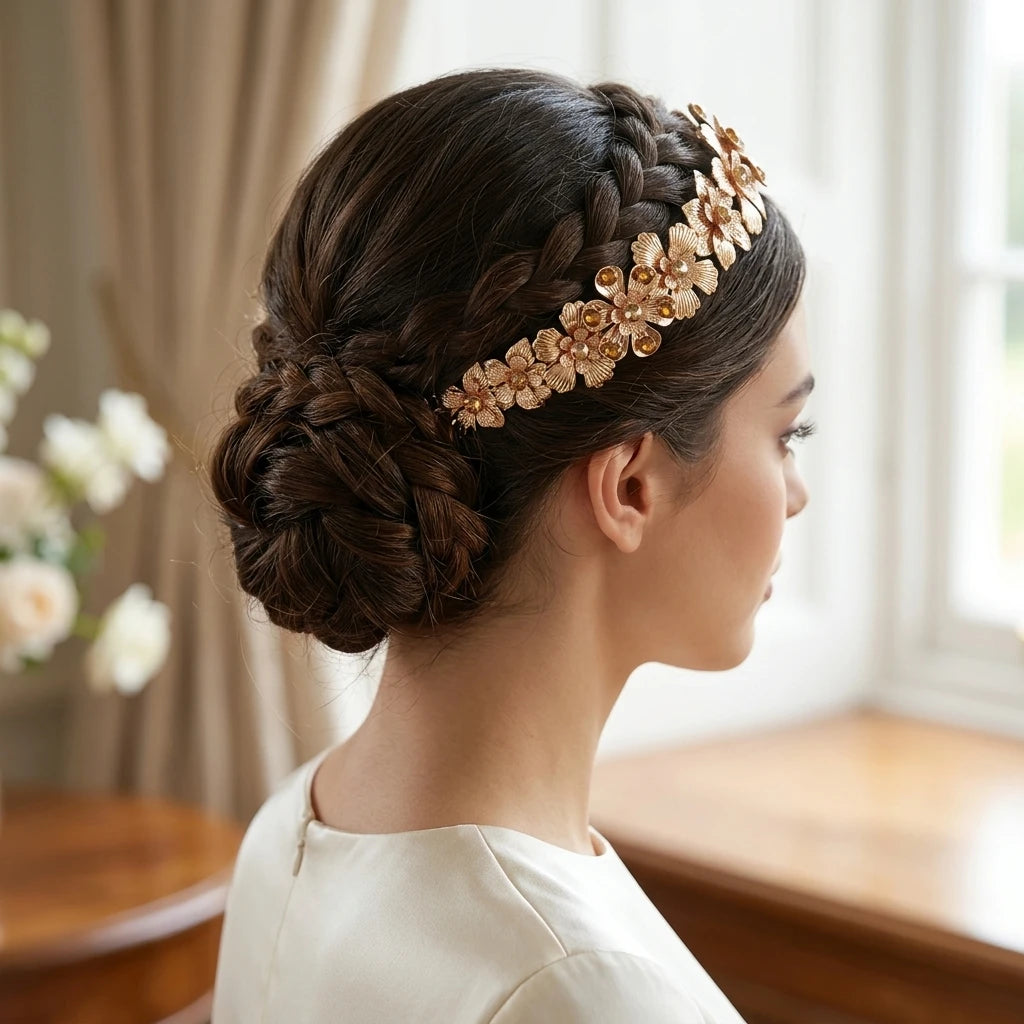 Metal Flower Leaf Hairband for Women Alloy Wedding Headpiece with Elegant Design Peaceful Pleasures Health and Wellness