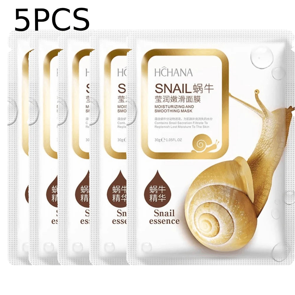 Snail Mucus Hydrating Sleeping Face Sheet Masks – 5 or 10 Pcs