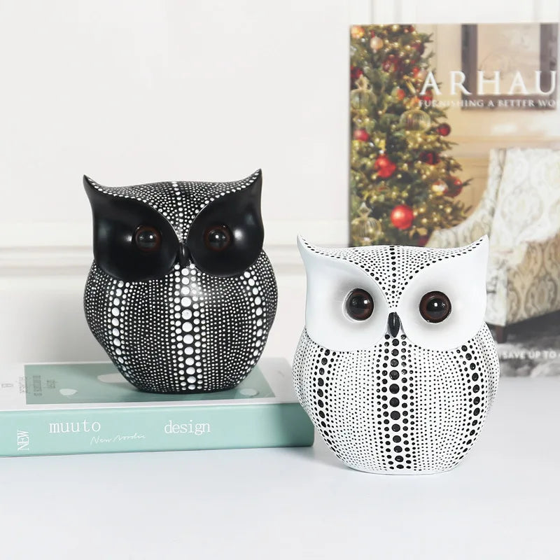 Resin Owl Statue – Black Owl Sculpture for Home & Office Decor