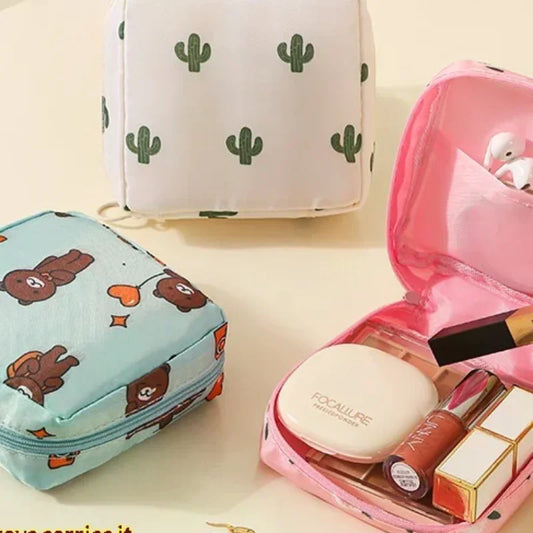 Cute Cartoon Sanitary Pad & Tampon Pouch | Portable Organizer Feminine Hygiene Pouch Oasis Select