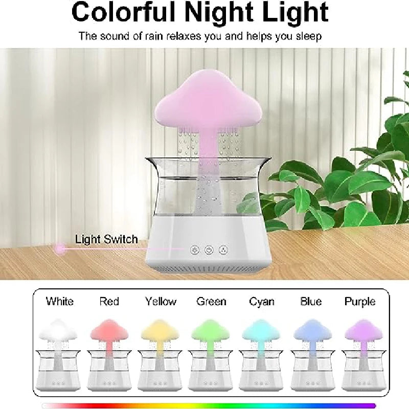 Essential Oil Diffuser Air Humidifier Rain Drop Aroma Diffuser Rainy Night Light For Office Ultrasonic Fragrance Humidifier Peaceful Pleasures Health and Wellness