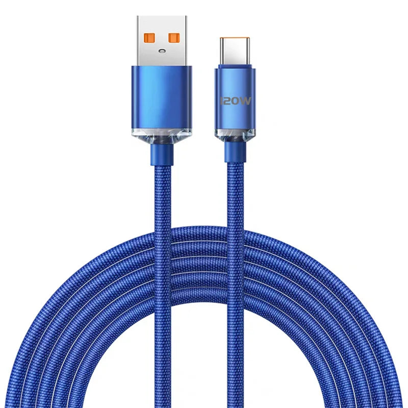 120W Type C Cable Super Fast Charging Nylon Braided USB C Cord Quick Charge for Samsung Xiaomi Huawei POCO OPPO Peaceful Pleasures Health and Wellness Blue 1.5m