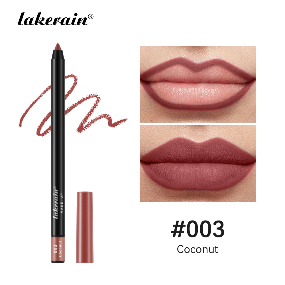 12 Colors Matte Lipliner Pencil Red Contour Tint Lipstick Waterproof Long Lasting Non-stick Cup Moisturising Lips Makeup Peaceful Pleasures Health and Wellness 3 coconut