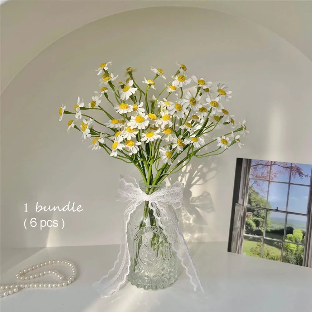 White Artificial Daisy Bouquets 36 Pcs Fake Spring Flowers Décor