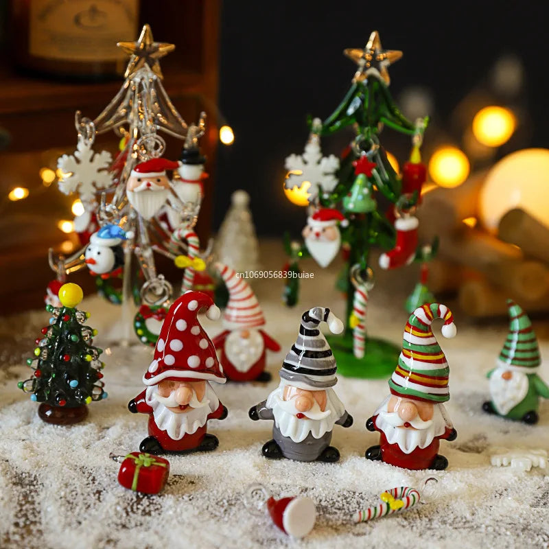 Glass Crystals Christmas Tree Figurine Statue Table Ornaments Christmas Tree Miniature Mini Handmade Crystals Ornaments decor Peaceful Pleasures Health and Wellness