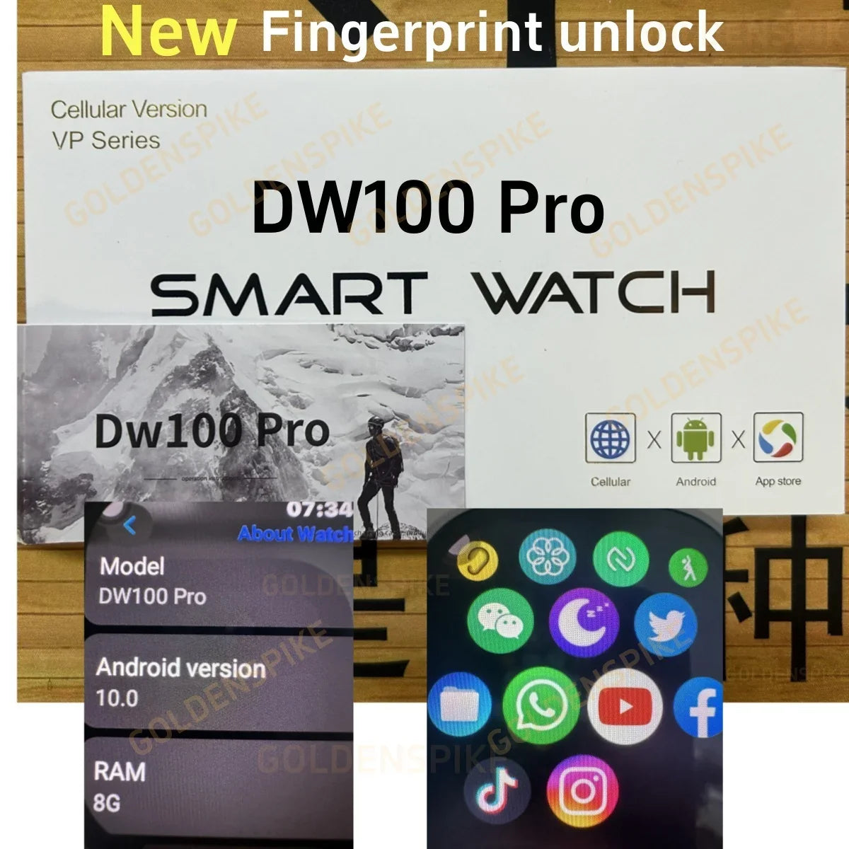 GOLDENSPIKE DW100 Pro 4G Android Smartwatch | AMOLED 128GB GPS