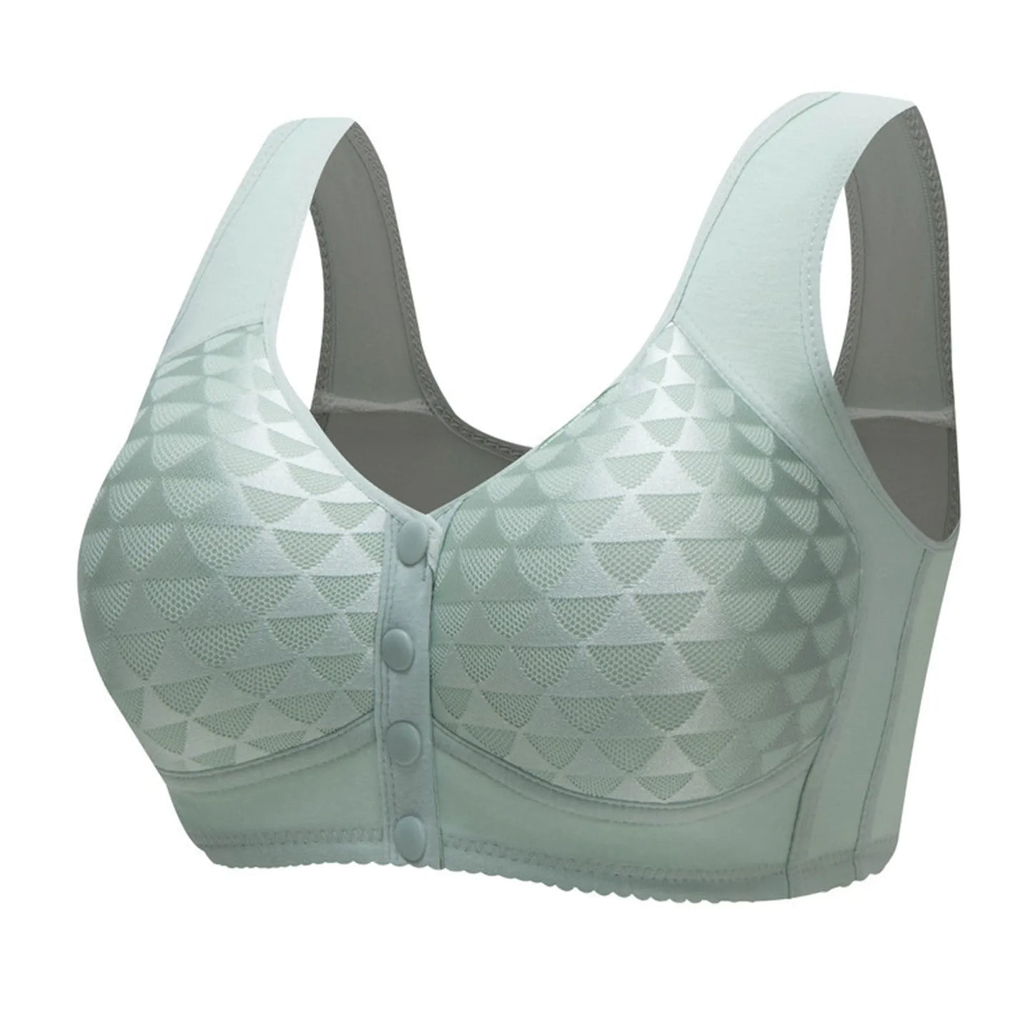Plus Size Sports Bra Comfortable Wireless Bra with Thin Cotton Cup Breathable Supportive and Shaping Floral Print Lightly Padded Peaceful Pleasures Health and Wellness Mint Green 40