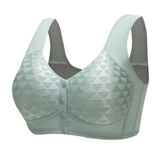 Plus Size Sports Bra Comfortable Wireless Bra with Thin Cotton Cup Breathable Supportive and Shaping Floral Print Lightly Padded Peaceful Pleasures Health and Wellness Mint Green 40
