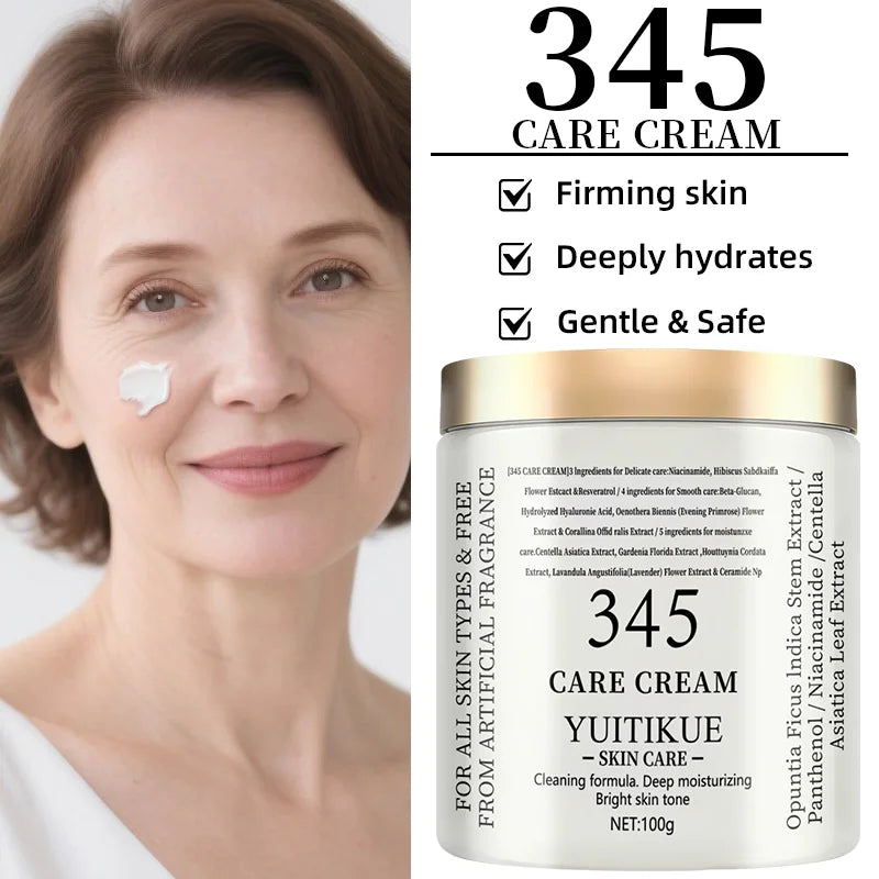 YUITIKUE 345 Care Cream 100g - 3-in-1 Formula: Firms, Deeply Hydrates & Brightens, For All Skin Types, Natural Ingredients Peaceful Pleasures Health and Wellness