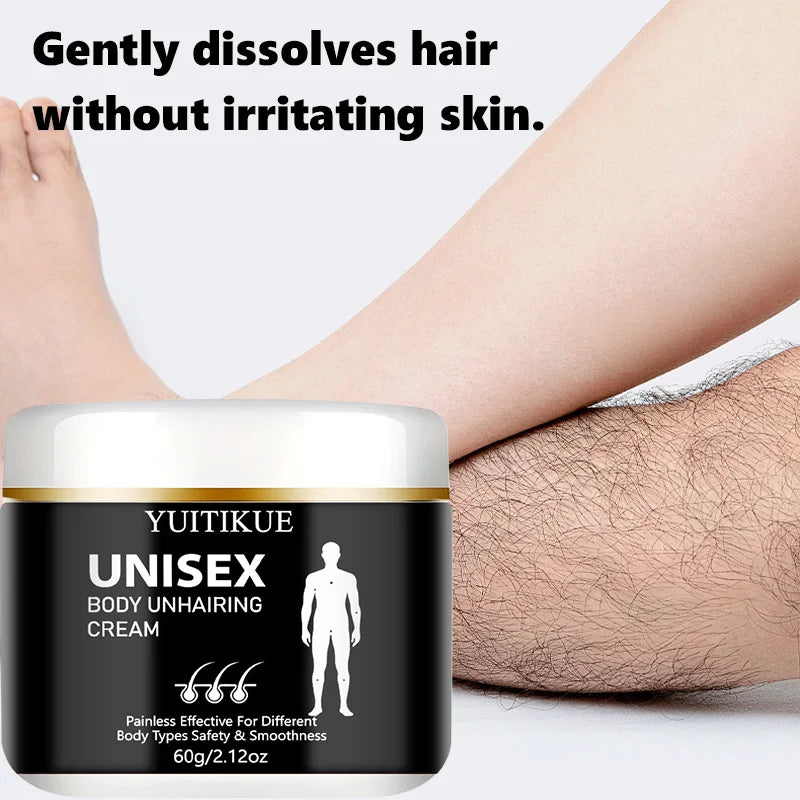 Yuitikue Unisex Body Hair Removal Cream, 60g Painless Effective Hair Remover for All Body Types, Safe & Smooth Skin Formula Peaceful Pleasures Health and Wellness