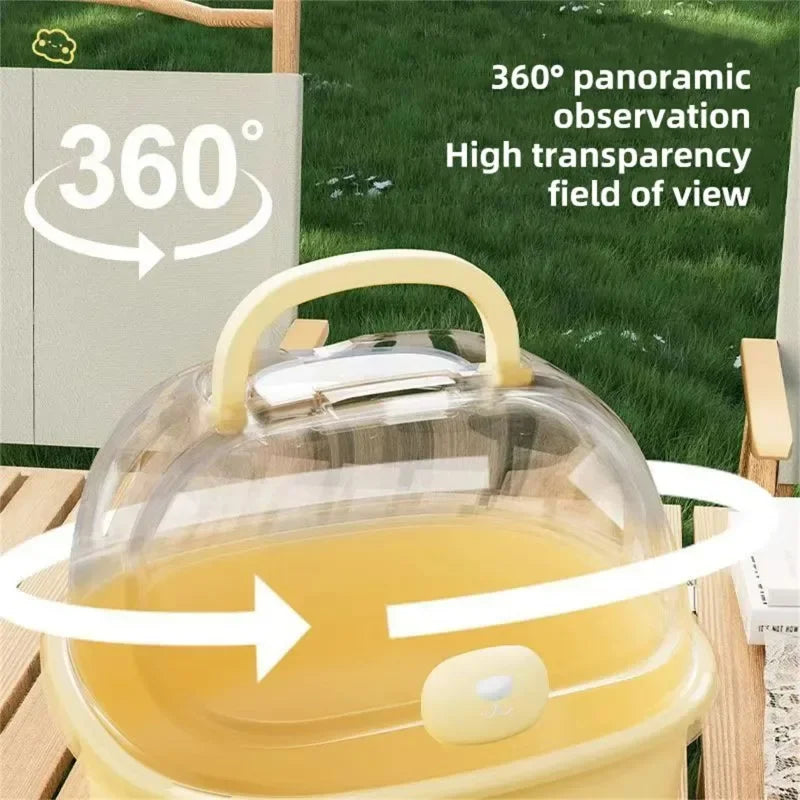 Transparent Portable Hamster Cage – Large Space, Handheld Travel Small Animal Cage Peaceful Pleasures Health and Wellness