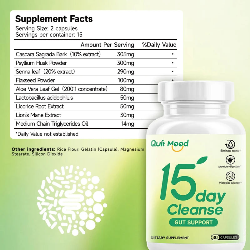 15 day cleanse gut detox 30 capsules Healthcare Dietary Edible Supplement Fitness Peaceful Pleasures Health and Wellness