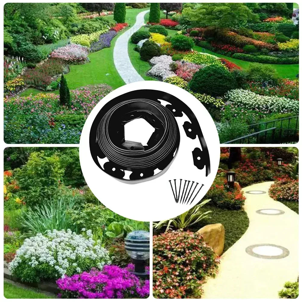 10M L-Shaped PE Lawn Edging | Heavy Duty Garden Border