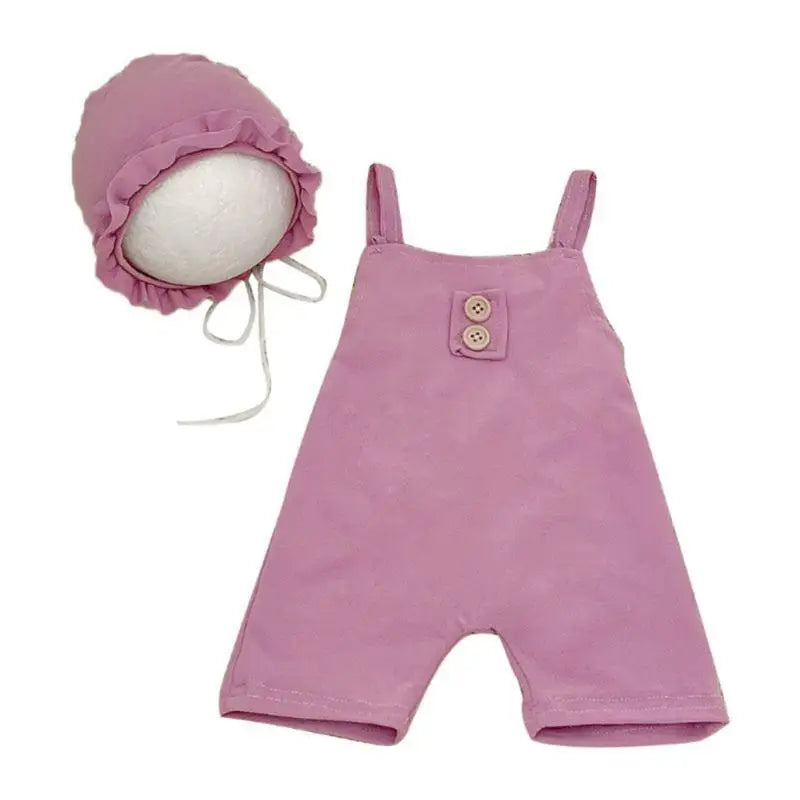 Newborn Photography Outfit – Baby Overalls & Hat Set 0–6M