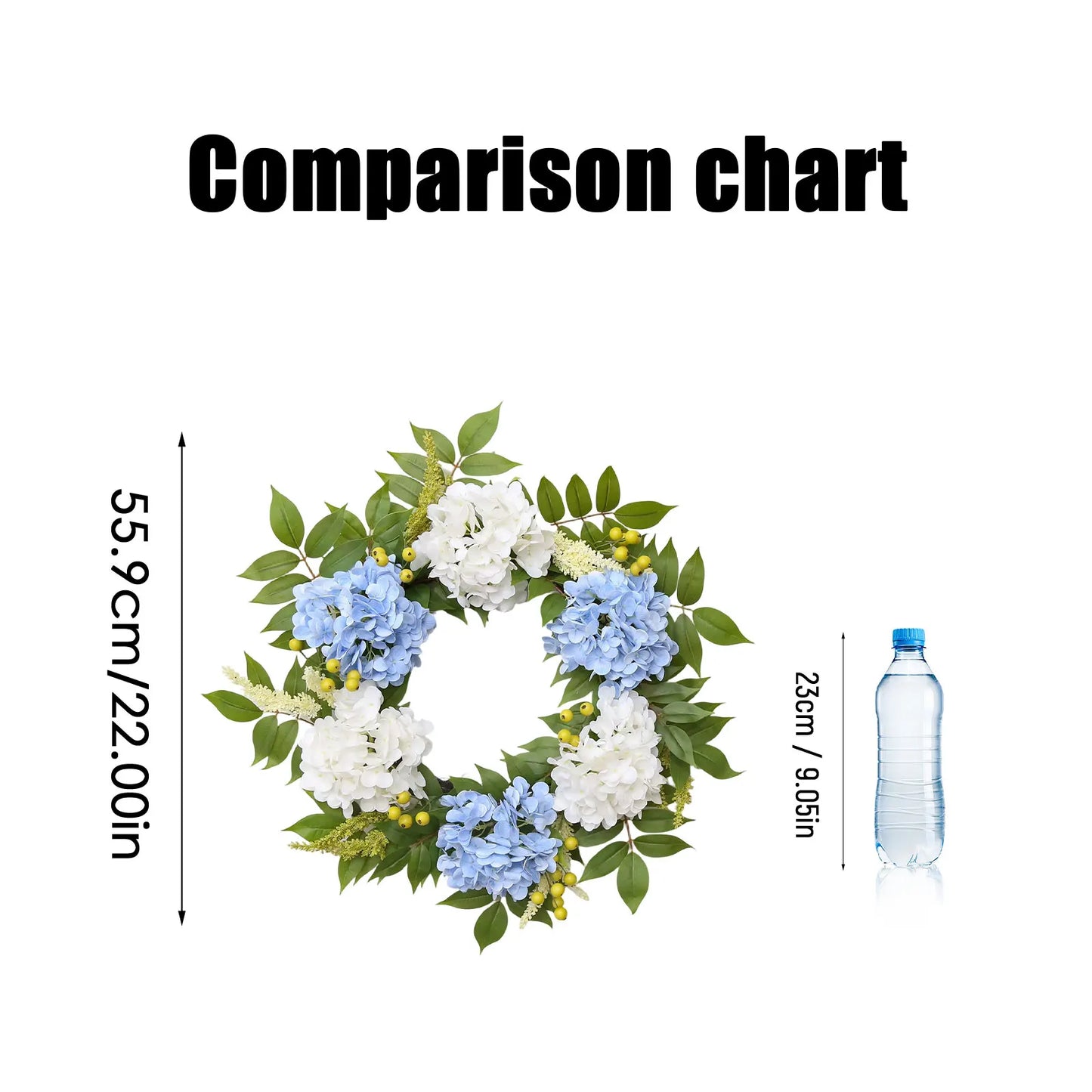 Artificial Hydrangea Wreath – Faux Floral Front Door Decor