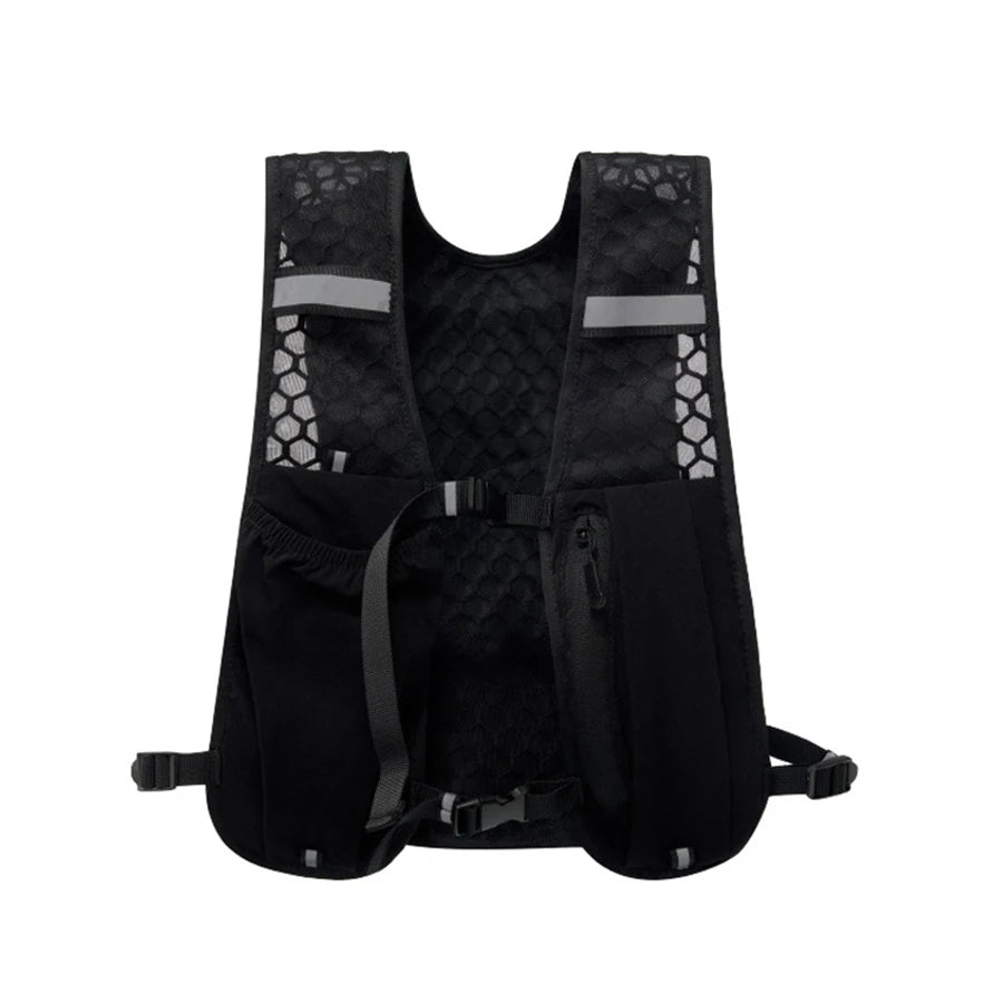 New Running Water Bottle Storage Vest Lightweight Running Vest Reflective Hydration Water Chest Pack With Phone Holder Peaceful Pleasures Health and Wellness black
