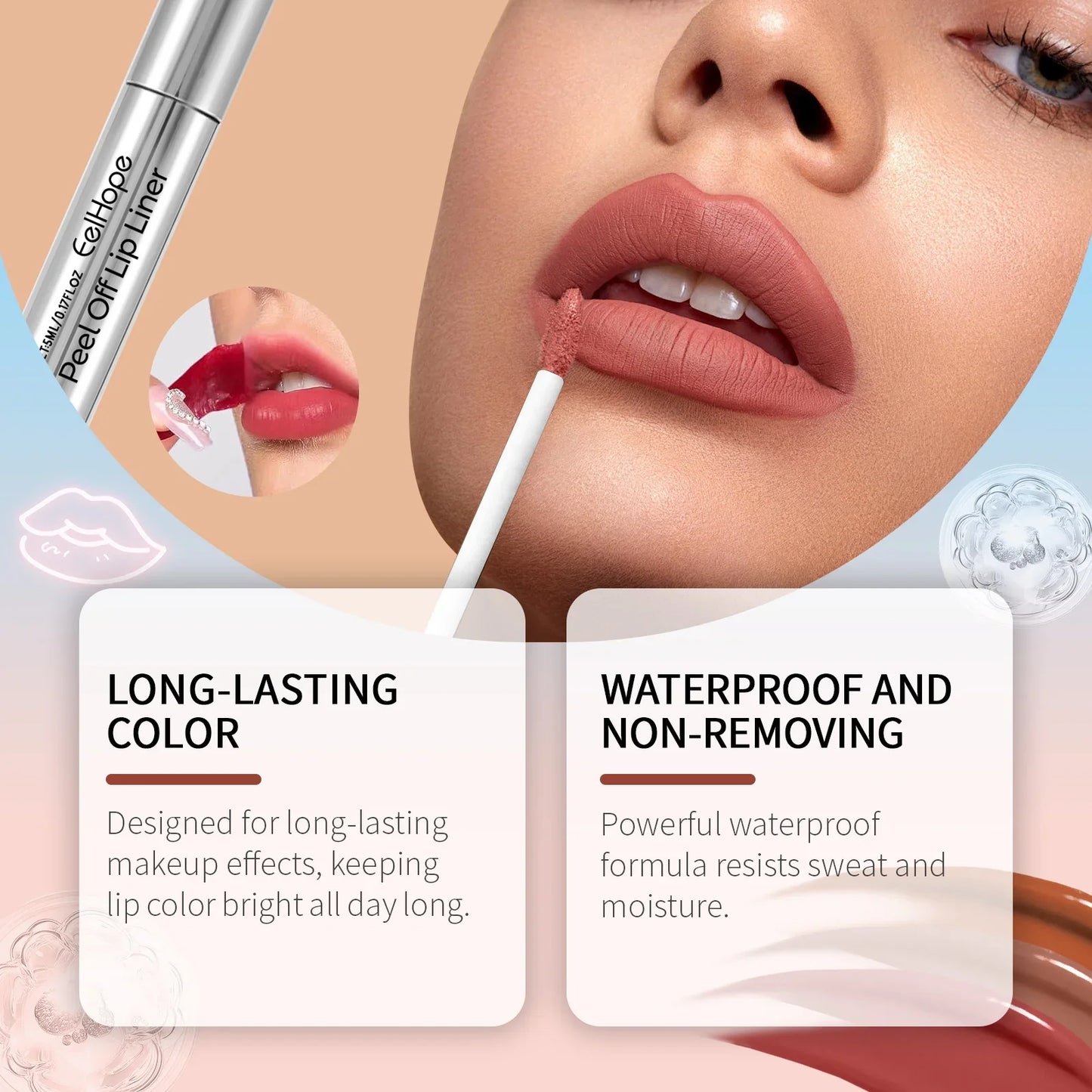 Eelhope Peel-Off Lip Liner – Waterproof Matte Tint Lip Stain